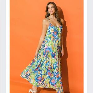 Flying Tomato Floral Maxi Dress - Blue, Green, Orange